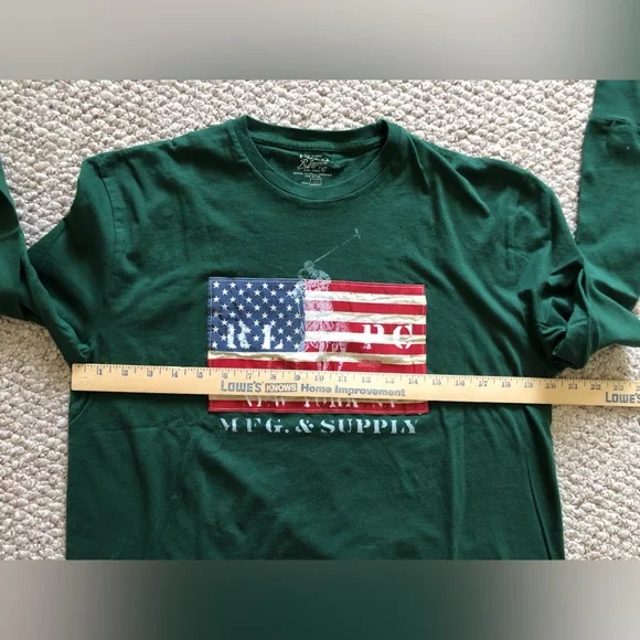 Polo Ralph Lauren Vintage American Flag long sleeves pullover top shirt size S - Picture 6 of 9